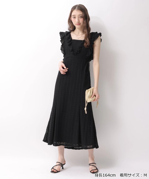 Rirandture（リランドチュール）の「カットレースフリルワンピース（ワンピース・レディース・ブラック/ライトイエロー/オフホワイト・1/2）」の2枚目の写真