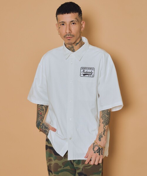 Subciety(サブサエティ)の「Square tail patch shirt(シャツ/ブラウス・メンズ・ブラック/ホワイト/ブルー・X-LARGE/LARGE/MEDIUM/SMALL)」の22枚目の写真