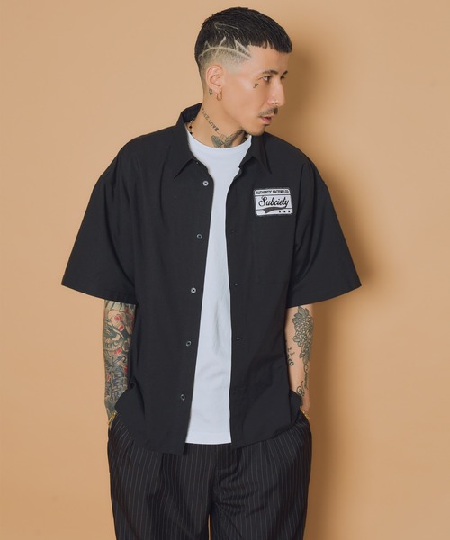Subciety(サブサエティ)の「Square tail patch shirt(シャツ/ブラウス・メンズ・ブラック/ホワイト/ブルー・X-LARGE/LARGE/MEDIUM/SMALL)」の2枚目の写真