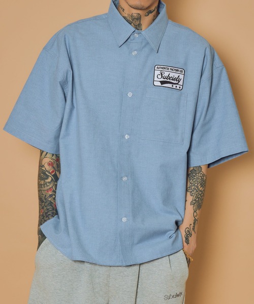 Subciety(サブサエティ)の「Square tail patch shirt(シャツ/ブラウス・メンズ・ブラック/ホワイト/ブルー・X-LARGE/LARGE/MEDIUM/SMALL)」の17枚目の写真