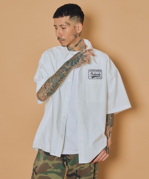 Subciety(サブサエティ)の「Square tail patch shirt(シャツ/ブラウス・メンズ・ブラック/ホワイト/ブルー・X-LARGE/LARGE/MEDIUM/SMALL)」の7枚目の写真