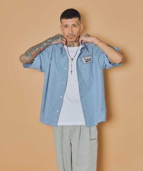 Subciety(サブサエティ)の「Square tail patch shirt(シャツ/ブラウス・メンズ・ブラック/ホワイト/ブルー・X-LARGE/LARGE/MEDIUM/SMALL)」の14枚目の写真