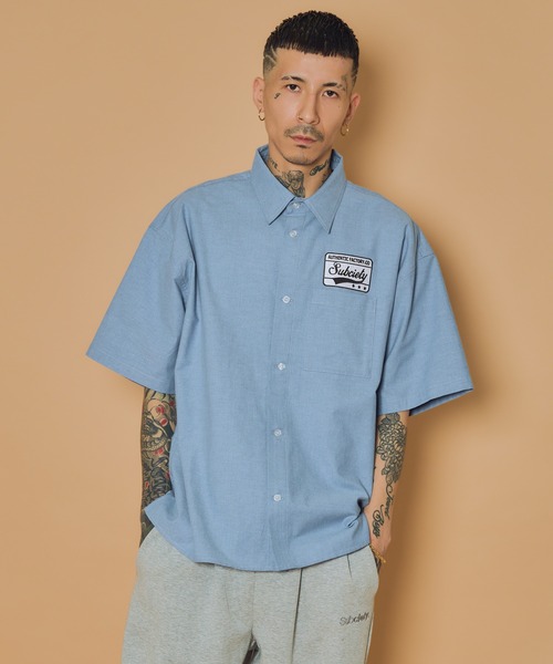 Subciety(サブサエティ)の「Square tail patch shirt(シャツ/ブラウス・メンズ・ブラック/ホワイト/ブルー・X-LARGE/LARGE/MEDIUM/SMALL)」の15枚目の写真