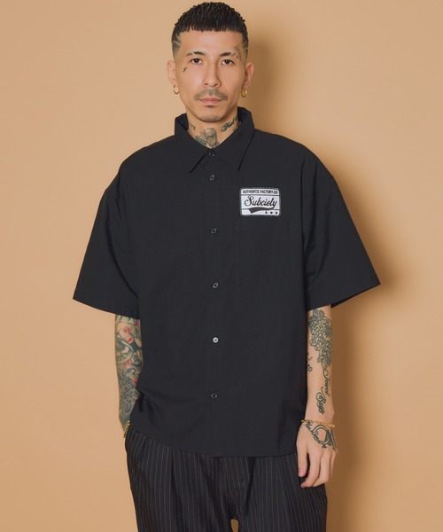 Subciety(サブサエティ)の「Square tail patch shirt(シャツ/ブラウス・メンズ・ブラック/ホワイト/ブルー・X-LARGE/LARGE/MEDIUM/SMALL)」の11枚目の写真