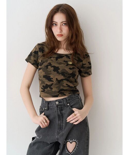 EVRIS(エヴリス)の「SUNNYショートTシャツ(Tシャツ/カットソー・レディース・ブラウン/ホワイト/カーキ/ブラック/ピンク・FREE)」の16枚目の写真