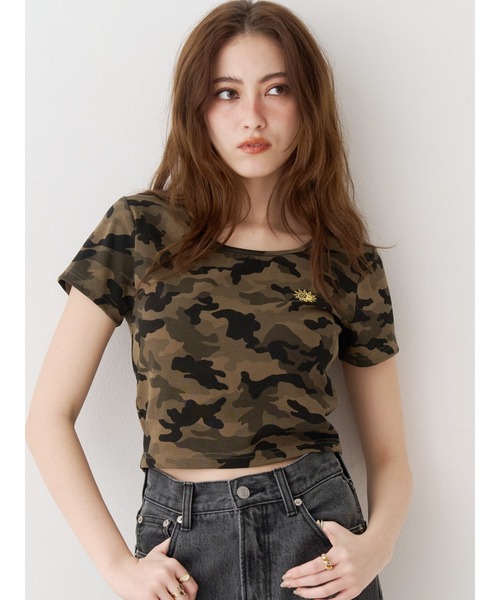 EVRIS(エヴリス)の「SUNNYショートTシャツ(Tシャツ/カットソー・レディース・ブラウン/ホワイト/カーキ/ブラック/ピンク・FREE)」の4枚目の写真
