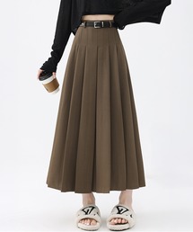 ハイウエスト シンプル ロング プリーツ スカート