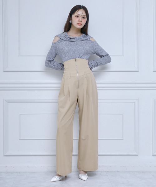 ROYAL PARTY(ロイヤルパーティー)の「コルセット風2wayワイドパンツ(その他パンツ・レディース・ベージュ/ブラック/ブルー・FREE)」の6枚目の写真