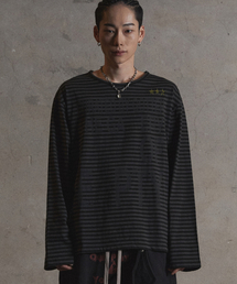 Gotter Gallery（ゴッターギャラリー）の「EMPTY LLM STRIPE LONG SLEEVE_CHARCOAL（Tシャツ/カットソー）」