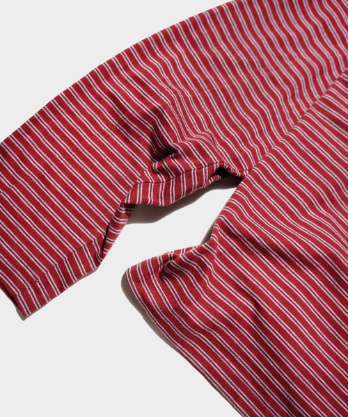 Camphor wood(カンファーウッド)の「MULTI BORDER L/S TEE / マルチ細ピッチボーダーロングスリーブTEE(Tシャツ/カットソー・メンズ・レッド/ブラック/オフホワイト・SMALL/MEDIUM/LARGE)」の5枚目の写真