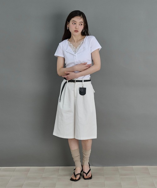 LOSCa(ロスカ)の「レースドッキングTシャツ(Tシャツ/カットソー・レディース・グレー/オフホワイト/クリーム・FREE)」の17枚目の写真