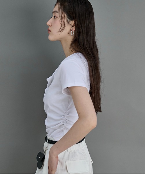 LOSCa(ロスカ)の「レースドッキングTシャツ(Tシャツ/カットソー・レディース・グレー/オフホワイト/クリーム・FREE)」の9枚目の写真