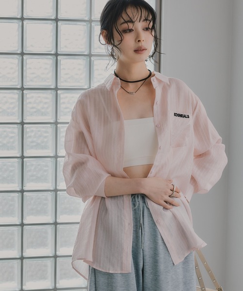 210nouve（トゥージュヌーブ）の「刺繍 ストライプ シアー シャツ（シャツ/ブラウス・レディース・ライトブルー/ピンク/ライトイエロー・FREE）」の9枚目の写真