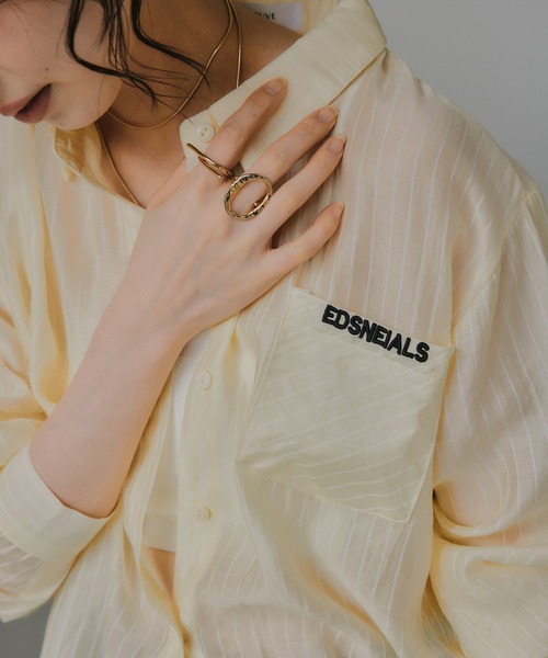 210nouve（トゥージュヌーブ）の「刺繍 ストライプ シアー シャツ（シャツ/ブラウス・レディース・ライトブルー/ピンク/ライトイエロー・FREE）」の18枚目の写真