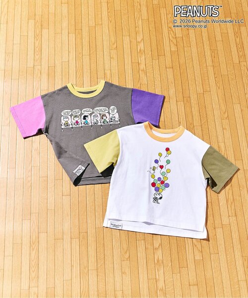 PEANUTS(ピーナッツ)の「PEANUTS ステッチアートTシャツ(Tシャツ/カットソー・キッズ・チャコール/オフホワイト・100/90/80/140/130/120/110)」の6枚目の写真