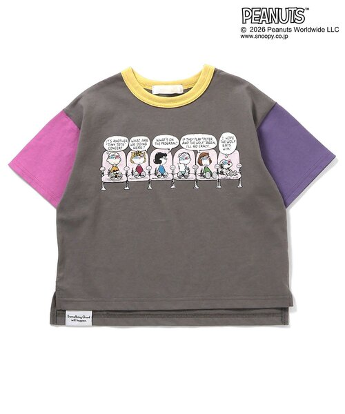 PEANUTS(ピーナッツ)の「PEANUTS ステッチアートTシャツ(Tシャツ/カットソー・キッズ・チャコール/オフホワイト・100/90/80/140/130/120/110)」の7枚目の写真