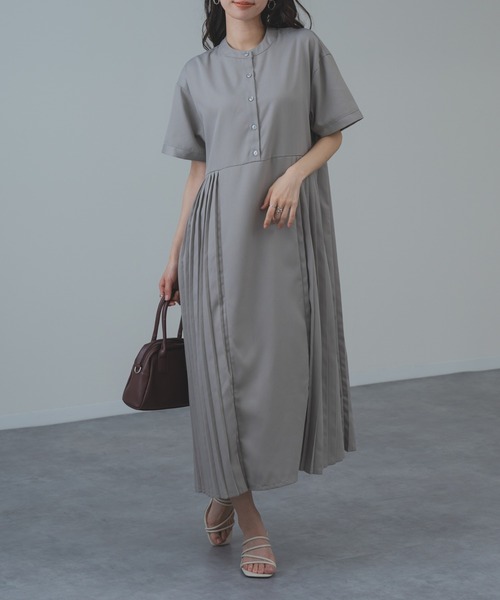 refinedworks(リファインドワークス)の「【refinedworks】麻混 半袖 プリーツ ワンピース(ワンピース・レディース・ブラック/グレー・FREE)」の8枚目の写真