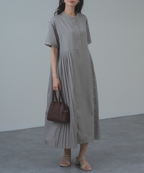 refinedworks(リファインドワークス)の「【refinedworks】麻混 半袖 プリーツ ワンピース(ワンピース・レディース・ブラック/グレー・FREE)」の16枚目の写真