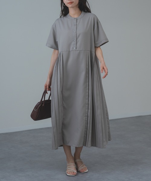 refinedworks(リファインドワークス)の「【refinedworks】麻混 半袖 プリーツ ワンピース(ワンピース・レディース・ブラック/グレー・FREE)」の17枚目の写真