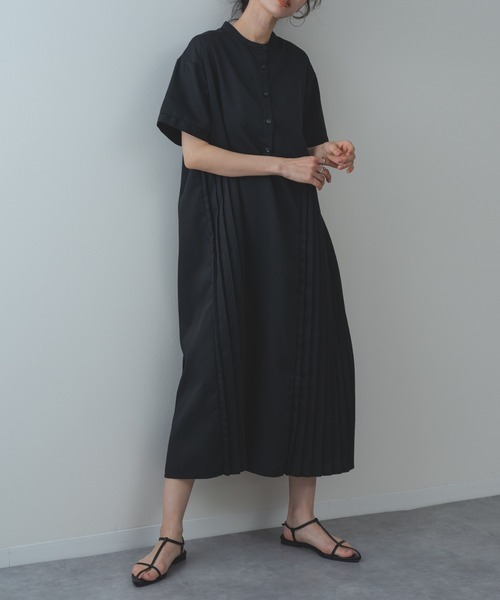 refinedworks(リファインドワークス)の「【refinedworks】麻混 半袖 プリーツ ワンピース(ワンピース・レディース・ブラック/グレー・FREE)」の15枚目の写真