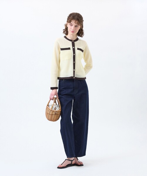 MACKINTOSH PHILOSOPHY（ﾏｯｷﾝﾄｯｼｭ ﾌｨﾛｿﾌｨｰ）の「【ROYTON(ロイトン)】シアーワッフルカーディガン（カーディガン/ボレロ・レディース・ライトイエロー/オフホワイト/ダークネイビー・38）」の6枚目の写真