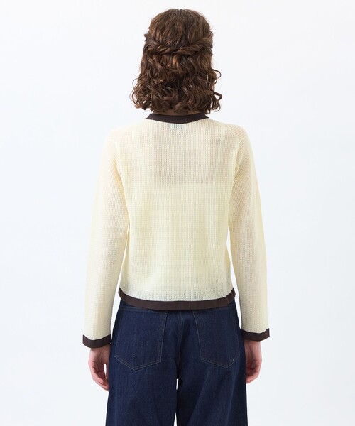 MACKINTOSH PHILOSOPHY（ﾏｯｷﾝﾄｯｼｭ ﾌｨﾛｿﾌｨｰ）の「【ROYTON(ロイトン)】シアーワッフルカーディガン（カーディガン/ボレロ・レディース・ライトイエロー/オフホワイト/ダークネイビー・38）」の9枚目の写真