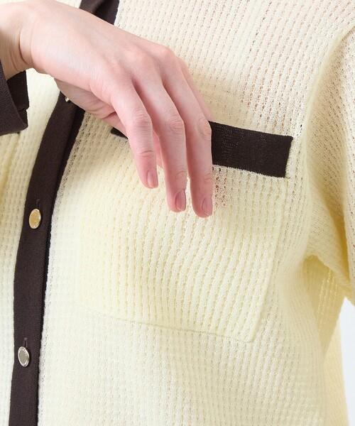 MACKINTOSH PHILOSOPHY（ﾏｯｷﾝﾄｯｼｭ ﾌｨﾛｿﾌｨｰ）の「【ROYTON(ロイトン)】シアーワッフルカーディガン（カーディガン/ボレロ・レディース・ライトイエロー/オフホワイト/ダークネイビー・38）」の10枚目の写真