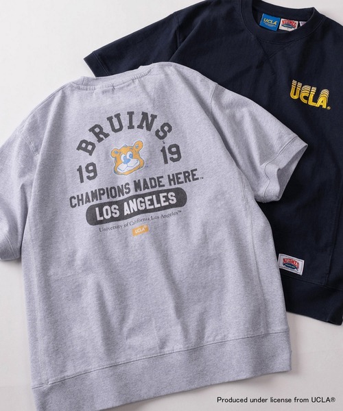 UCLA(ユーシーエルエー)の「【75】【UCLA/ユーシーエルエー】/【NUTMEG/ナツメグ】ダブルネーム アーチロゴ バックプリント スウェットTシャツ(Tシャツ/カットソー・メンズ・ホワイト/杢グレー/ネイビー/ブラック・L/M/XL)」の3枚目の写真