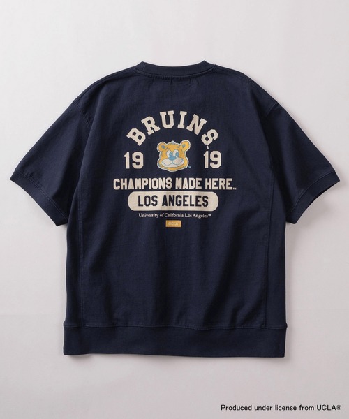 UCLA(ユーシーエルエー)の「【75】【UCLA/ユーシーエルエー】/【NUTMEG/ナツメグ】ダブルネーム アーチロゴ バックプリント スウェットTシャツ(Tシャツ/カットソー・メンズ・ホワイト/杢グレー/ネイビー/ブラック・L/M/XL)」の6枚目の写真