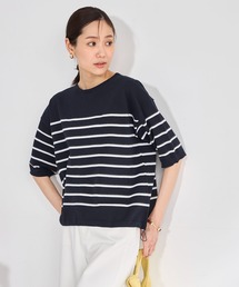 ラメボーダーニット