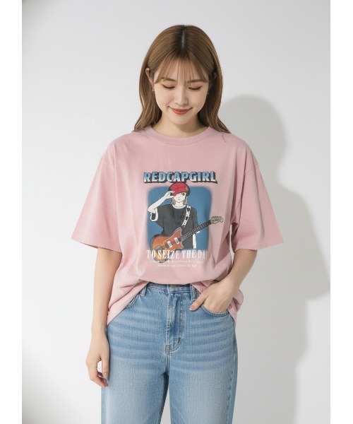 Red Cap Girl(レッドキャプガール)の「【RED CAP GIRL/レッドキャップガール】【ヴィンテージ風 スノーウォッシュ加工でこなれた雰囲気に】 プリントTシャツ 古着風 ストリート y2k メンズライク(Tシャツ/カットソー・メンズ・ブラック系その他/ブラウン系その他/ブラック系その他2/ピンク系その他2・LARGE/MEDIUM)」の4枚目の写真