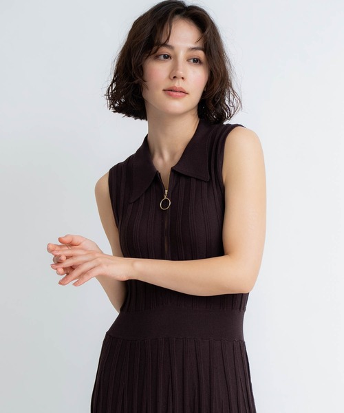 NOELA(ノエラ)の「ハーフジップリブニットワンピース(ワンピース・レディース・ブラウン/ベージュ・フリー)」の9枚目の写真
