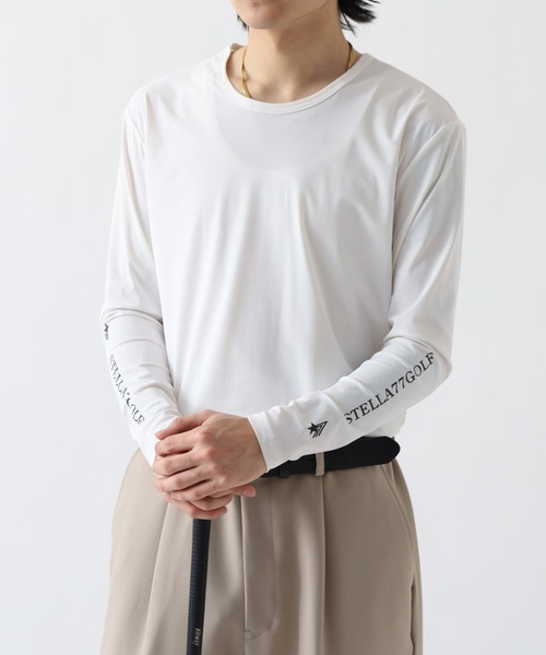 stella77golf（ステラセブンティーンセブンゴルフ）の「接触冷感ｺﾞﾙﾌﾓｯｸﾈｯｸ長袖T（Tシャツ/カットソー・メンズ・ブラック/ホワイト/ブラック系/ホワイト系・M/XXL/XL/S/L）」の14枚目の写真