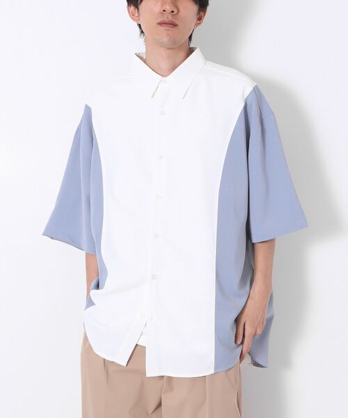 CRAFT STANDARD BOUTIQUE(クラフトスタンダードブティック)の「切替半袖シャツ(シャツ/ブラウス・メンズ・ブルー/カーキ/ブラック・M/L)」の3枚目の写真