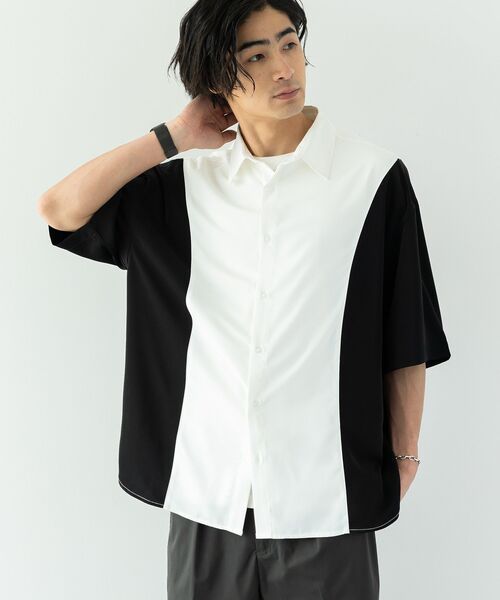 CRAFT STANDARD BOUTIQUE(クラフトスタンダードブティック)の「切替半袖シャツ(シャツ/ブラウス・メンズ・ブルー/カーキ/ブラック・M/L)」の1枚目の写真