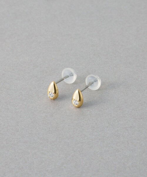 ete ゴールド ドロップ　ピアス(両耳用) ドロップ キュービック ピアス（ピアス（両耳用））｜ete（エテ）の