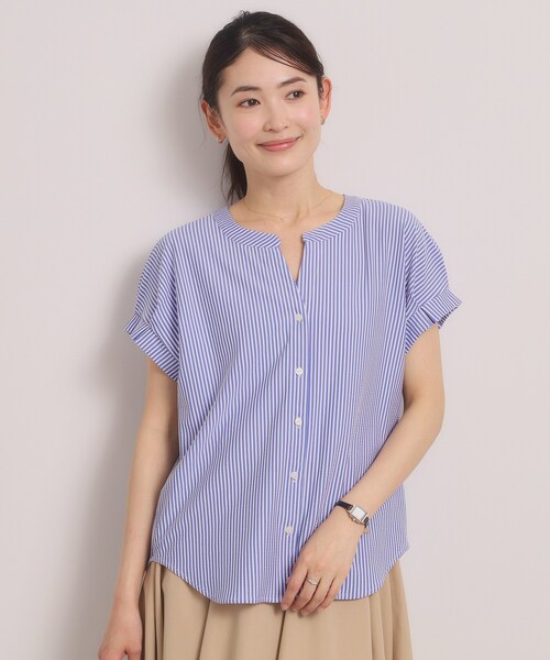ITS'DEMO(イッツデモ)の「【洗濯機OK】カットサッカー前開きトップス(Tシャツ/カットソー・レディース・オレンジ系3/サックスブルー系2/ホワイト系5/ネイビー系2・00)」の15枚目の写真