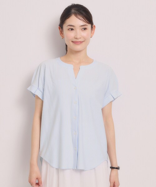 ITS'DEMO(イッツデモ)の「【洗濯機OK】カットサッカー前開きトップス(Tシャツ/カットソー・レディース・オレンジ系3/サックスブルー系2/ホワイト系5/ネイビー系2・00)」の19枚目の写真