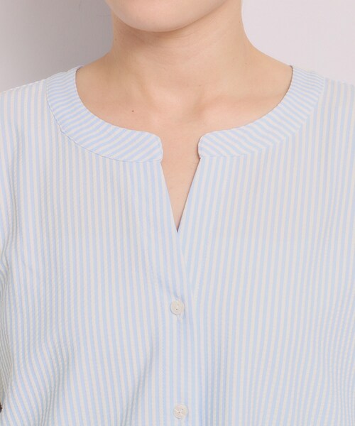 ITS'DEMO(イッツデモ)の「【洗濯機OK】カットサッカー前開きトップス(Tシャツ/カットソー・レディース・オレンジ系3/サックスブルー系2/ホワイト系5/ネイビー系2・00)」の22枚目の写真