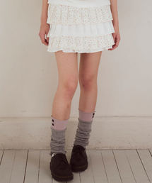 Flower Pleats Skirt, Ivory