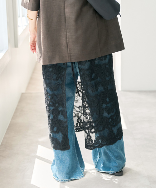 Spick & Span(スピックアンドスパン)の「《追加2》コードエンブロイダリーチュールレイヤースカート(スカート・レディース・ブラック/ホワイト・FREE)」の6枚目の写真