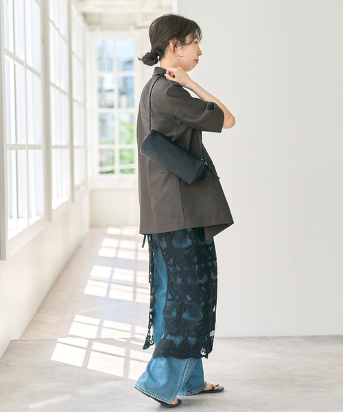 Spick & Span(スピックアンドスパン)の「《追加2》コードエンブロイダリーチュールレイヤースカート(スカート・レディース・ブラック/ホワイト・FREE)」の8枚目の写真