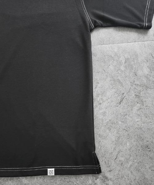 YACA(ヤーカ)の「Out Stitch Over T-shirt/アウトステッチオーバーTシャツ(Tシャツ/カットソー・レディース・ブラック・FREE)」の7枚目の写真