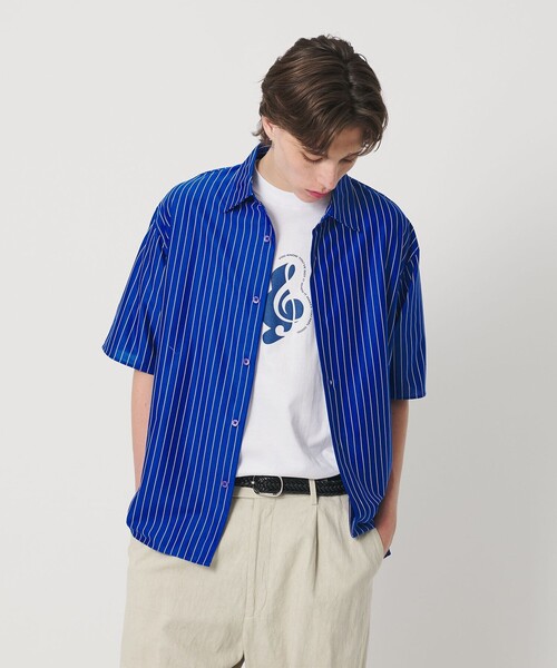 BEAUTY&YOUTH UNITED ARROWS(ビューティーアンドユースユナイテッドアローズ)の「カネマサ莫大小 ストライプ スクエア フィット レギュラー シャツ(シャツ/ブラウス・メンズ・ロイヤルブルー/オフホワイト・M/L/XL/S)」の6枚目の写真