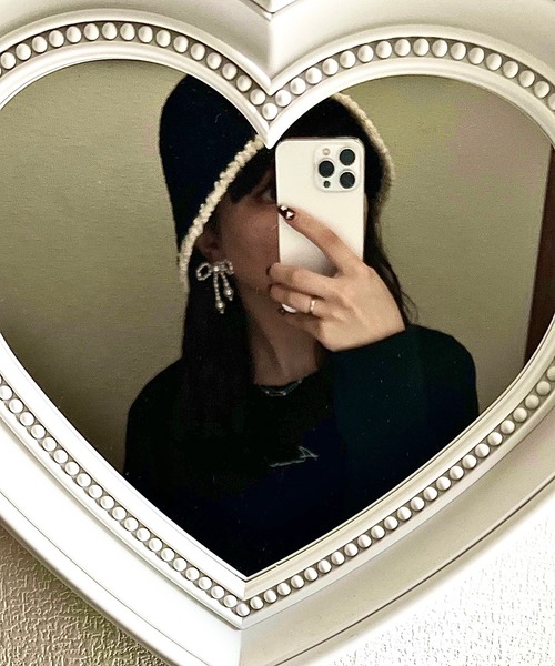 boemy(ボエミー)の「リボン×パールピアス(ピアス(両耳用)・レディース・ホワイト・FREE)」の6枚目の写真