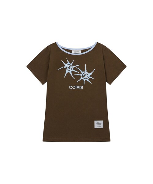 COIRIS(コイリス)の「ソルナワンショルダーカラー配色半袖Tシャツ(13カラー)(Tシャツ/カットソー・レディース・チャコール/イエロー/ブラック/スカイブルー/ブラウン/ライトグレー/グリーン/レッド/ブルー/バーガンディー/ホワイト/カーキ/チャコールグレー/ブラック系・FREE)」の7枚目の写真