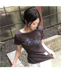 COIRIS（コイリス）の「ソルナワンショルダーカラー配色半袖Tシャツ（13カラー）（Tシャツ/カットソー）」
