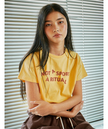 FLATWAVE IN SEOUL（フラットウェーブインソウル）の「Oloa Print Crop T-Shirts Yellow（Tシャツ/カットソー）」
