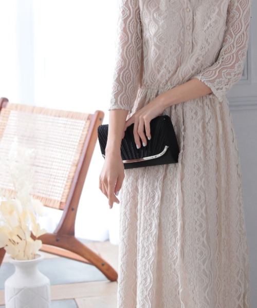 Cupid Heart（キューピッドハート）の「【Cupid Heart】結婚式用！プリーツクラッチbag（クラッチバッグ・レディース・ブラック・MEDIUM）」の3枚目の写真