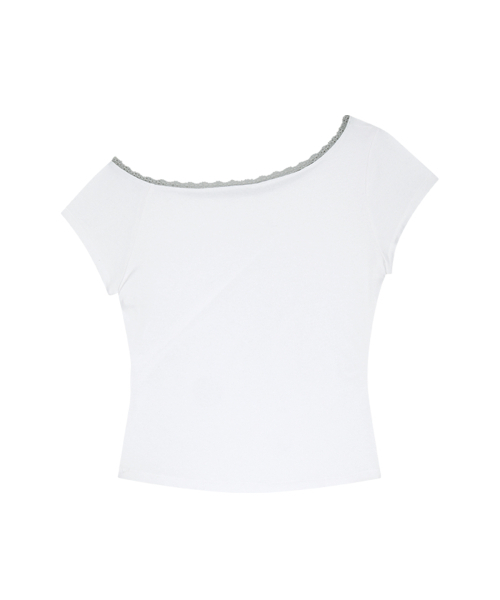 ILLIGO(イリゴ)の「セソフローラルワンショルダーシャーリングトップホワイト(Tシャツ/カットソー・レディース・その他・OS)」の2枚目の写真